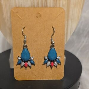 Elegant Blue and Pink Teardrop Earrings